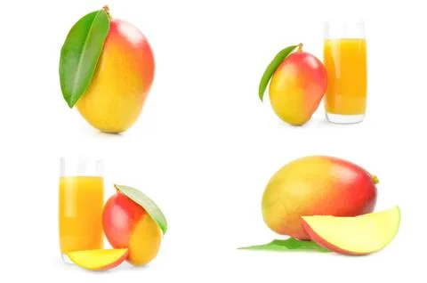 Group of mango red on a white background clipping path Foto stock