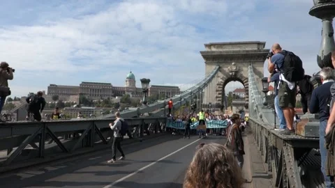 Group manifested for the environment in Budapest city Video stock 131226089