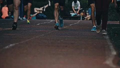 Group of marathon racers running Stock Footage 88986480