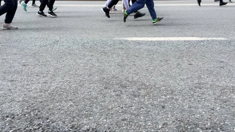 A group of marathon runners. Stock Footage 195027158
