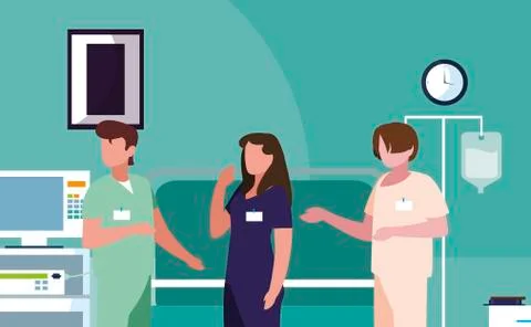 Group medicine workers in operating theater Stock Illustration