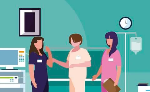 Group medicine workers in operating theater Stock Illustration
