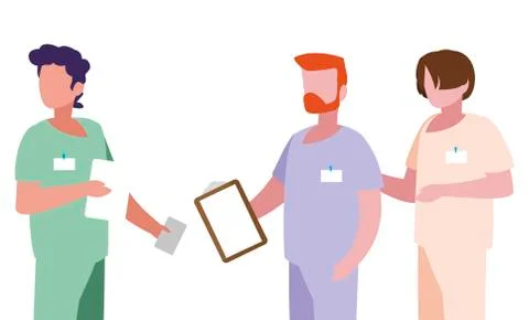 Group medicine workers with uniform characters Stockillustratie
