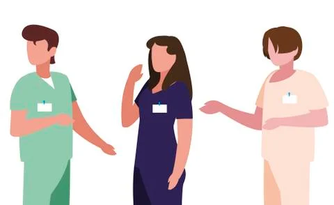 Group medicine workers with uniform characters Stockillustratie