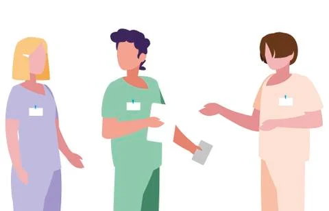 Group medicine workers with uniform characters イラスト素材