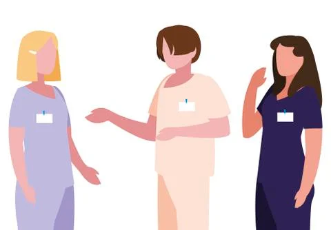 Group medicine workers with uniform characters 库存插图