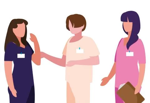 Group medicine workers with uniform characters 库存插图