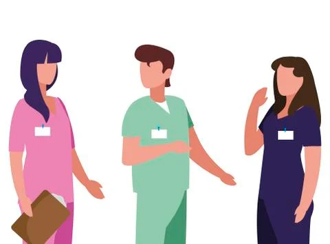 Group medicine workers with uniform characters イラスト素材