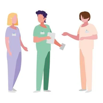 Group medicine workers with uniform characters Stockillustratie