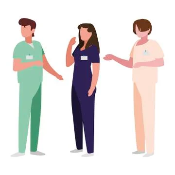 Group medicine workers with uniform characters Stockillustratie