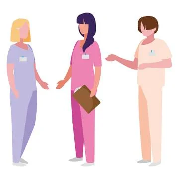 Group medicine workers with uniform characters Stockillustratie
