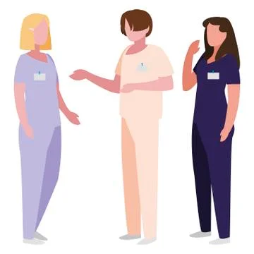 Group medicine workers with uniform characters Stockillustratie