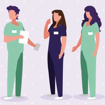 Group medicine workers with uniform characters イラスト素材