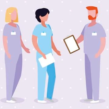 Group medicine workers with uniform characters Stockillustratie