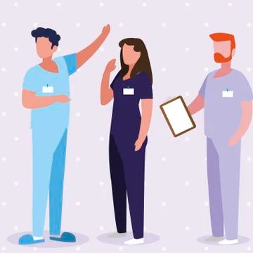 Group medicine workers with uniform characters Stockillustratie