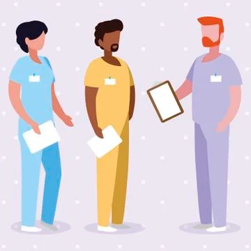 Group medicine workers with uniform characters イラスト素材