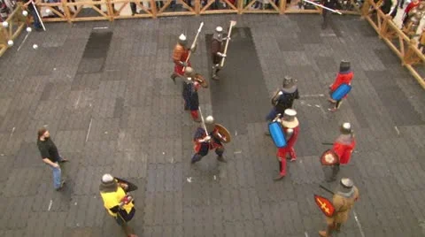 Group of medieval knights fights Stock Footage 21317255