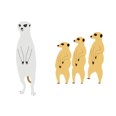 Group of meerkats on white Stock Illustration