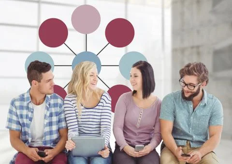 Group meeting with mind map Stockfoto's