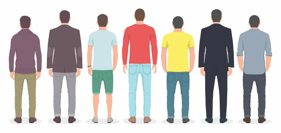 Group of men from back Stock Illustration