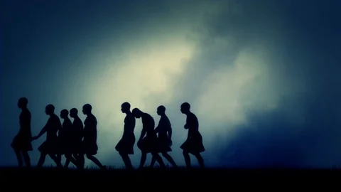 Group of Men Migrating in Ancient Civilization 库存影片 94102223