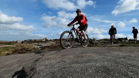 Group of men on mountains bikes Stock Footage 141589530