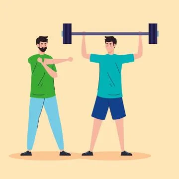 Group of men practicing exercise, lifestyle sport Stock Illustration