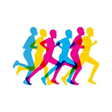 Group men running Stock Illustration