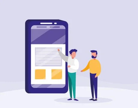 Group of men with smartphone Stock Illustration
