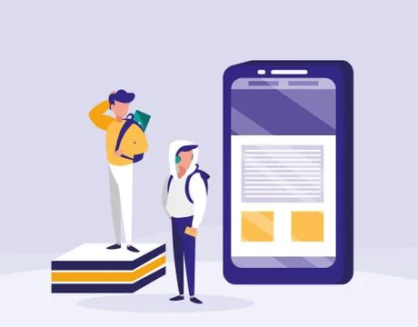 Group of men with smartphone Stock Illustration