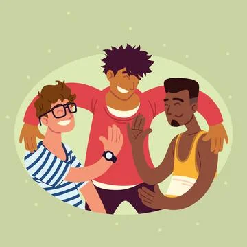 Group of men smiling Stock Illustration