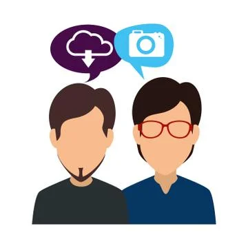 Group of men with speech bubble Illustrazione stock