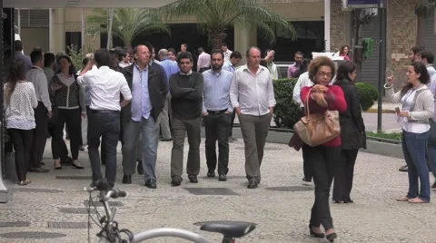 Group of Men Walking in Rio Stock Footage 64978638