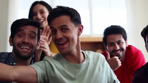 Group of Mixed Race People Having fun, Communicating and taking a selfie. Stock Footage 167629006