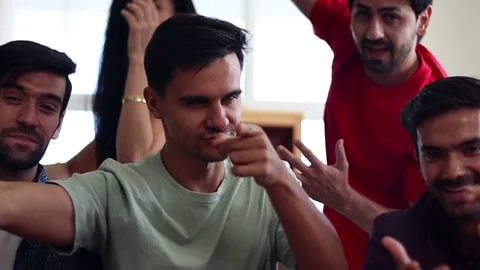 Group of Mixed Race People Having fun, Communicating and taking a selfie. Stock Footage 167629038