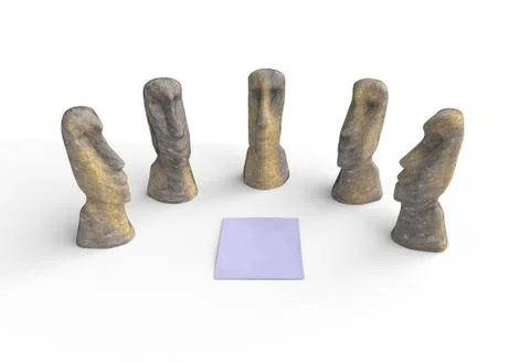 Group of moai sonte idol looking on paper meeting concept Stock Illustration