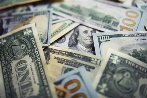 Group of money stack of 100 US dollars banknotes a lot of the background te.. 스톡 사진