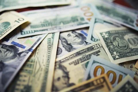 Group of money stack of 100 US dollars banknotes a lot of the background te.. 스톡 사진