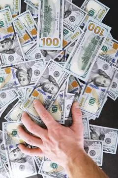 Group of money stack of 100 US dollars banknotes a lot of the background te.. 스톡 사진