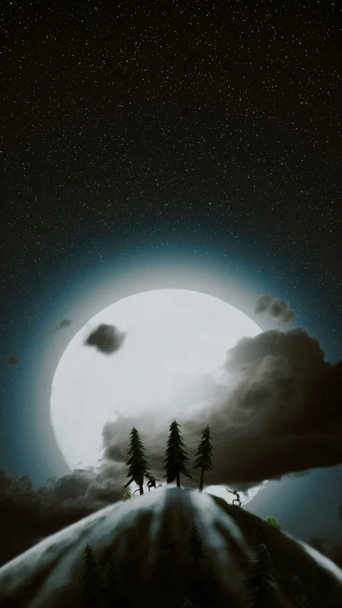 A group of monsters is running against the background of a full moon. 스톡 동영상 252046495