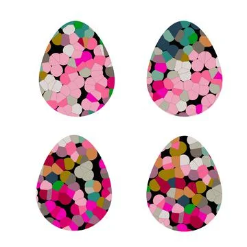 Group of Mosaic colorful Easter eggs isolated on a white background 스톡 일러스트