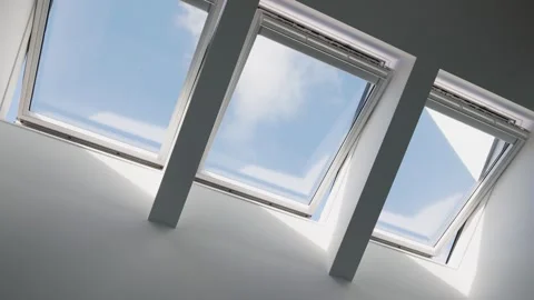 A group of motorized skylights open smoothly Vídeos de archivo 286258438