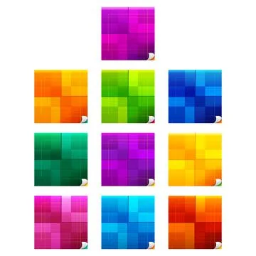 Group of multi-colored squares with various shades Stock Illustration