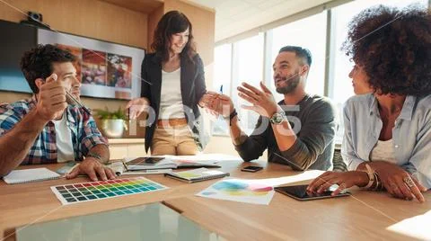 Group of multi ethnic people during business meeting Stock-Fotos