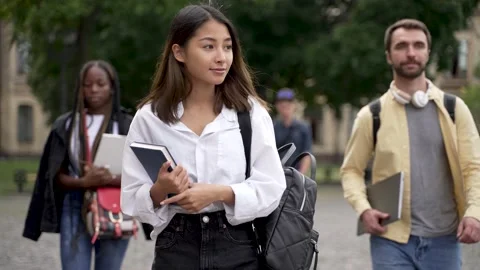 Group of multi-ethnic students going to classes Video stock 163282833