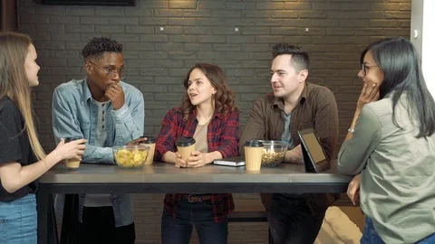 Group of multi-ethnic students or colleagues working together giving five Stock Footage 122738385