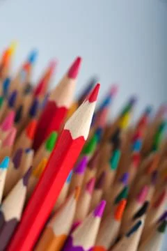 Group of multicolored bright pencils. Stock Photos