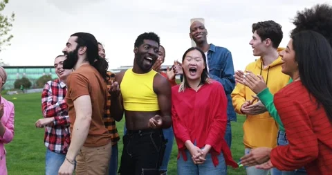 Group of multiracial people dancing together outdoor Stock Footage 192383397