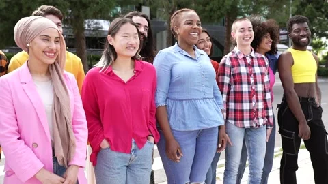 Group of multiracial young people having fun Stock Footage 196077695