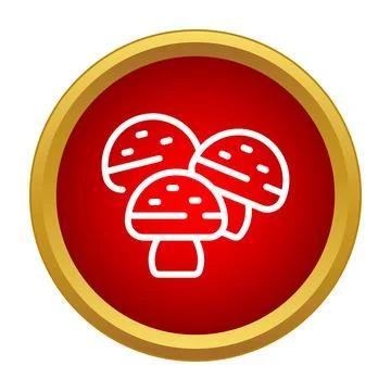Group of mushrooms icon in red button Stock Illustration